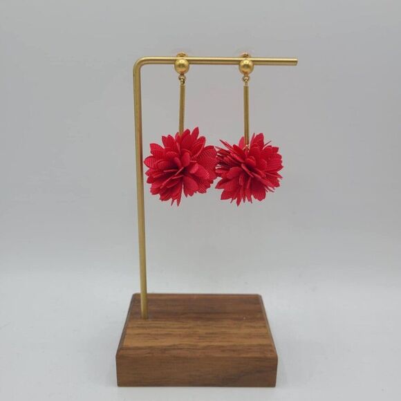 J Crew Red Fabric Puff Earrings - Picture 7 of 8